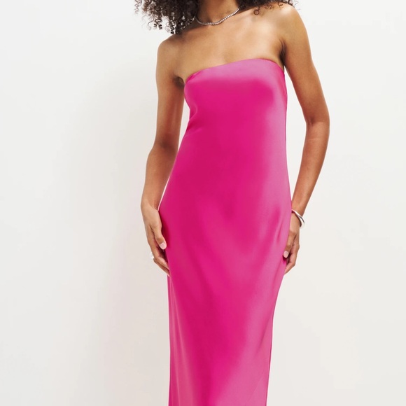 NWT Reformation Joanna Silk Dress Fuchsia - NEVER WORN! - Picture 4 of 11